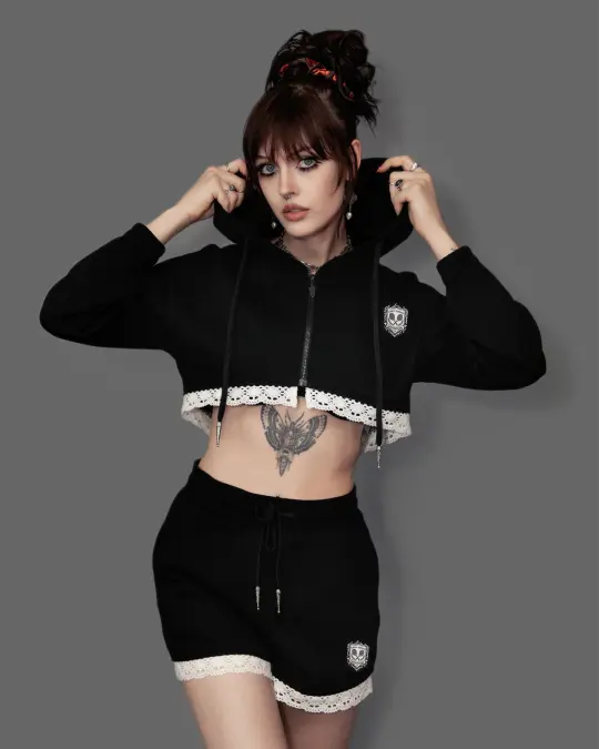 Moonlace Cropped Hoodie