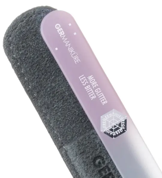 "More Glitter Less Bitter" Germanikure Mantra Nail File and Leather Sleeve - Light Pink