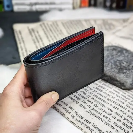 CUSTOM Bifold Wallet | Black, Blue, + Red for R.K.