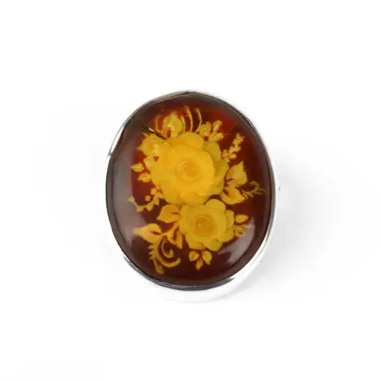 Carved Roses in Amber Pin or Pendant (AS IS)