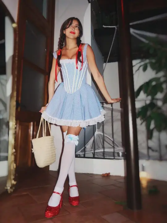 Clean Striped Lace Trim Women's Homecoming Dress Pale Blue Corset Short Prom Gown Party Dress RS2971