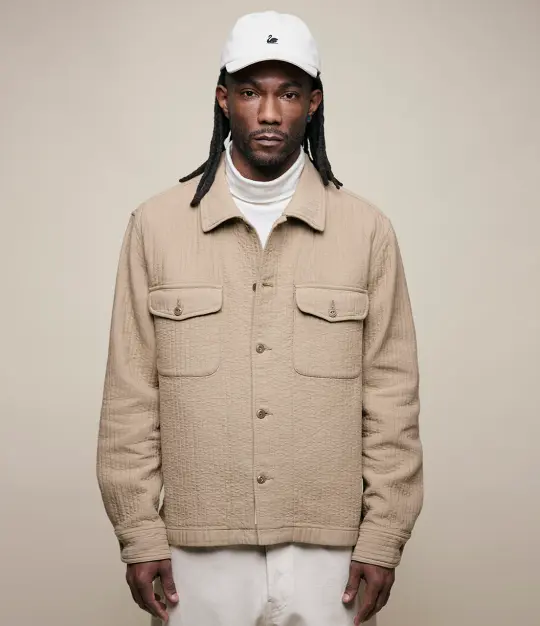 Padded Cotton Long Sleeve Overshirt