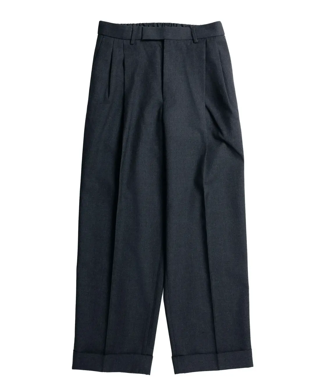 MARKAWARE Double Pleated Semi Easy Trousers Organic Wool Survival Cloth Charcoal
