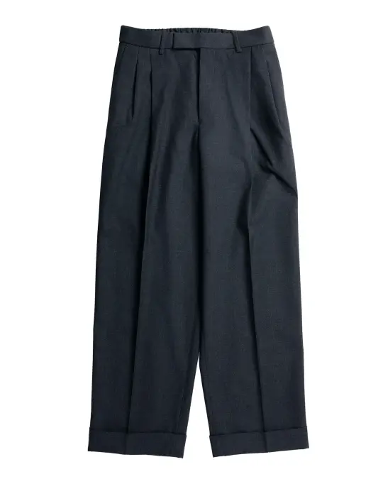 MARKAWARE Double Pleated Semi Easy Trousers Organic Wool Survival Cloth Charcoal