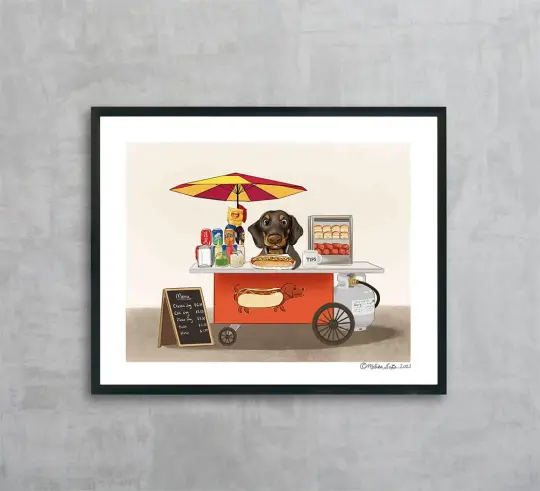 Mr.Dachshund's Hot Dog Cart Fine Art Print