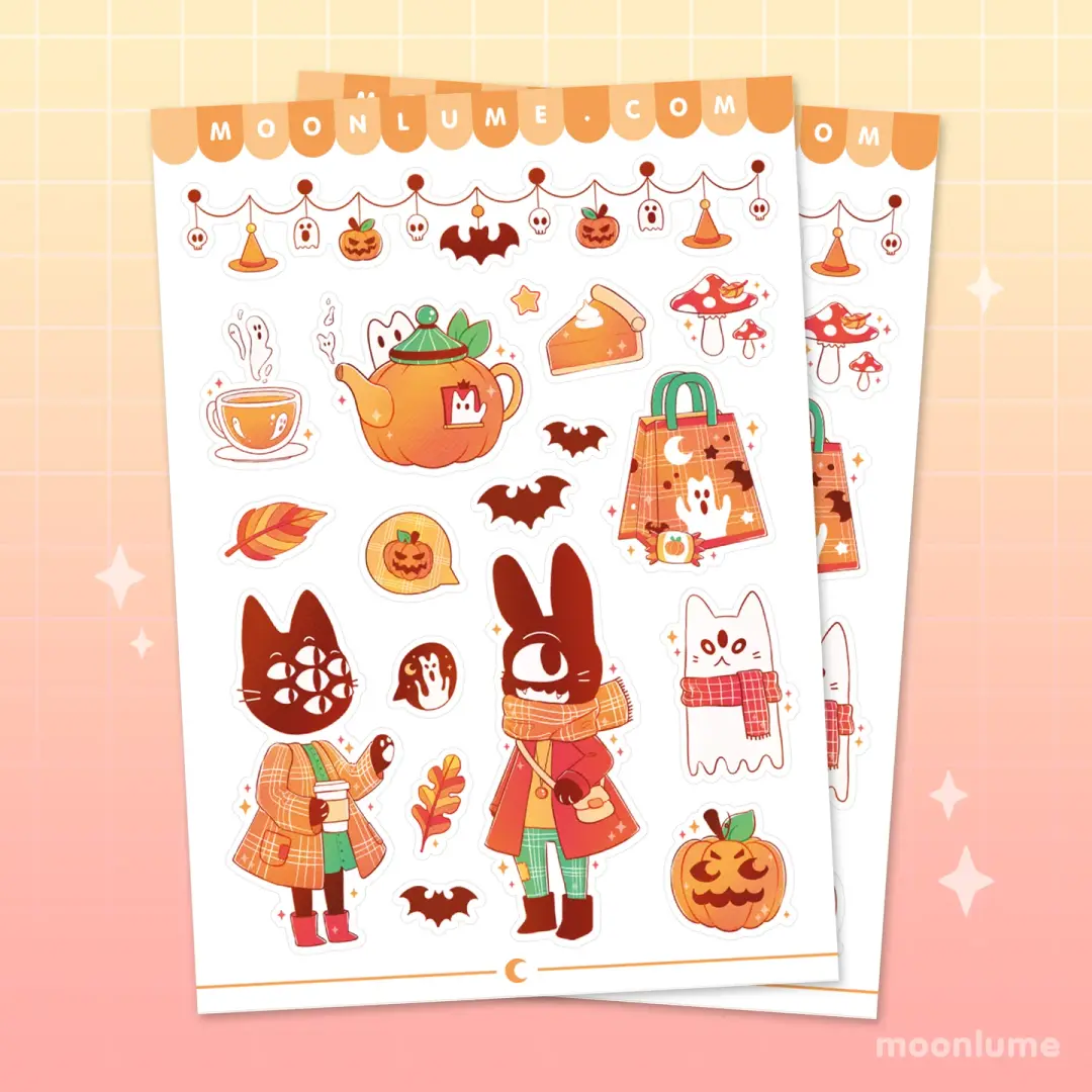 Cozy Halloween - matte vinyl sticker sheet