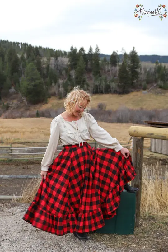 Flannel White Bear Skirt in Buffalo Check- 2XL