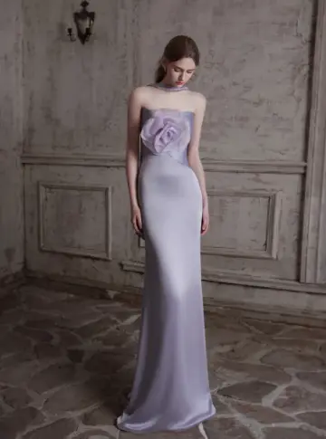 French Chic Lavender Sheath Bateau Long Women Dress with Applique Prom Dress Evening Dress RS078