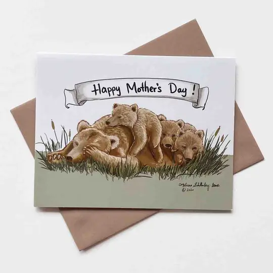 Mother's Day Bear Card, Wholesale 6 Pack