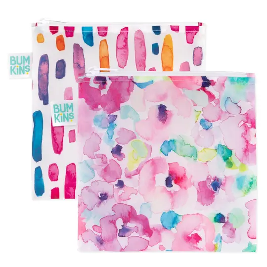 Reusable Snack Bag, Large 2-Pack: Watercolor & Brush Strokes