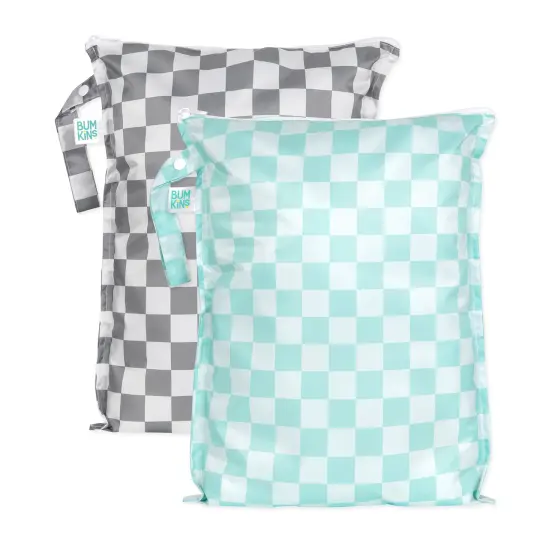 Wet Bag Plus 2 Pack: Mint + Charcoal Check