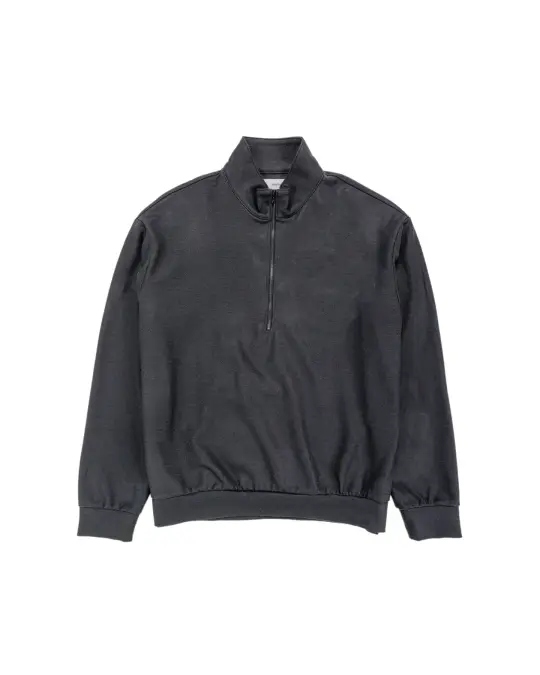 marka Half Zip Stand Collar Super 140s Wool Knit Charcoal