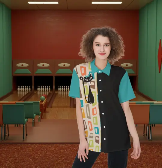 Atomic Cat Women's  Bowling Shirt