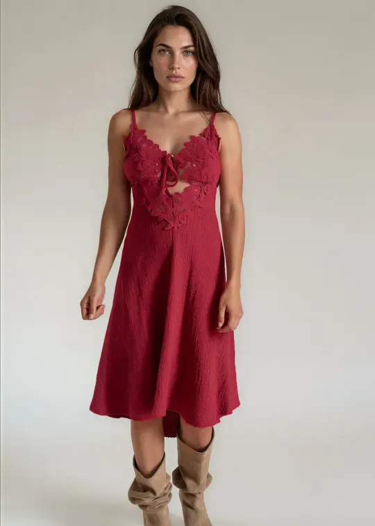 Solene Dress in Crimson
