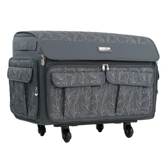 XXL Rolling Sewing Machine Tote Grey Floral