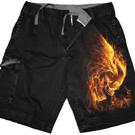 Burn In Hell Vintage Black Cargo Shorts
