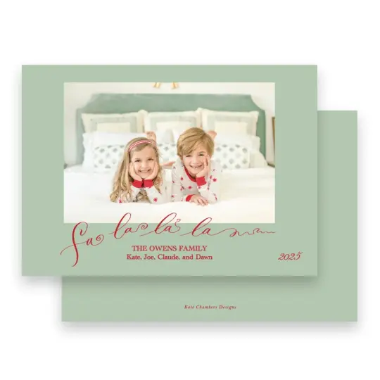 Red & Mint  "Fa La La La " Holiday Card