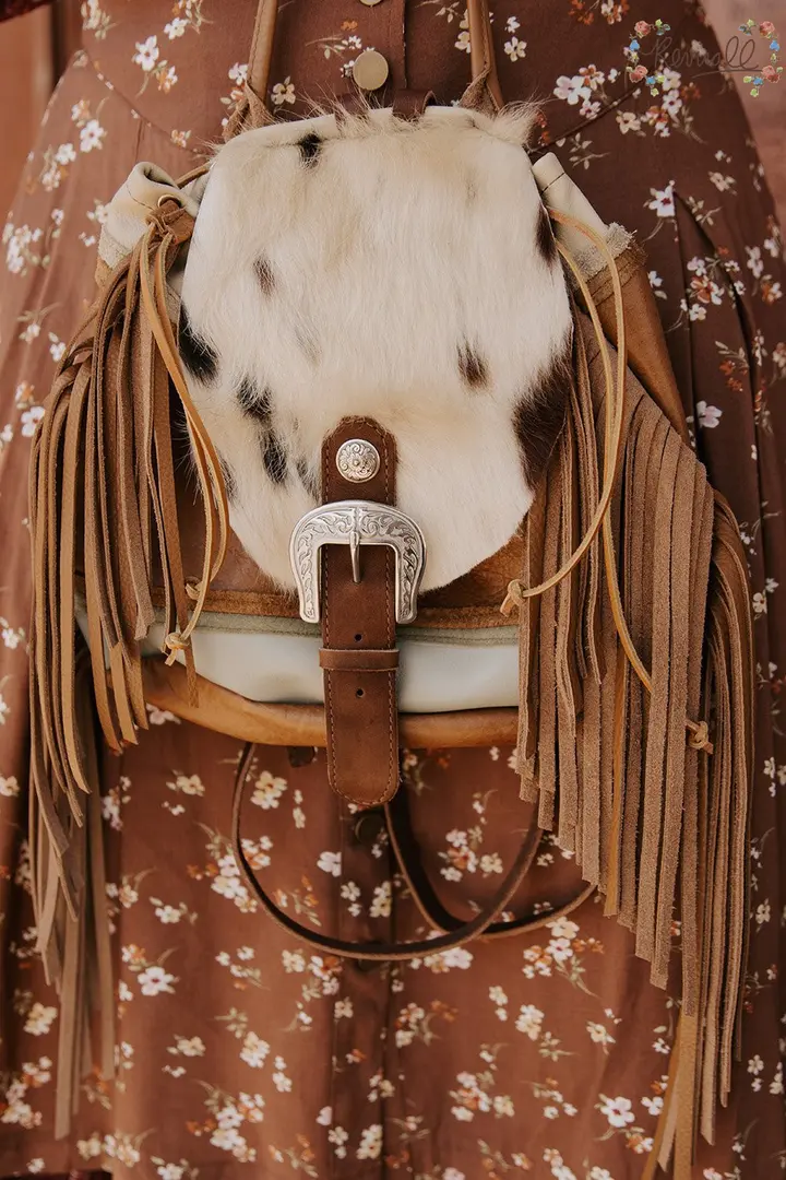 SAMPLE Fringe Mini Leather Backpack-Western Palomino