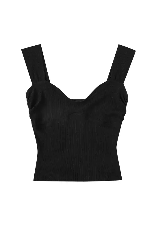 Sweetheart Tencel Rib Tank Top Black Rib