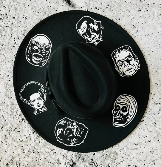 Monsters Vegan Felt XL Wide Brim Hat