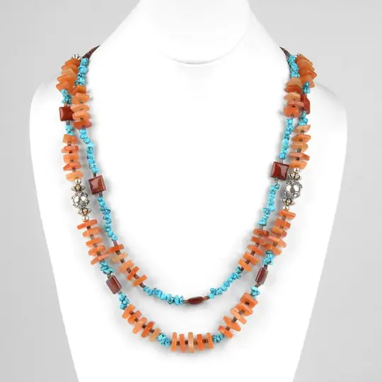 Carnelian Turquoise and Jasper Natural Necklace