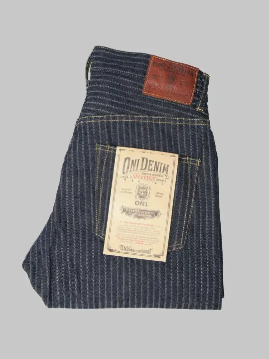 ONI Denim 266-HJS Drop-Needle Stitching 12oz Jacquard Striped Relax Straight Jeans