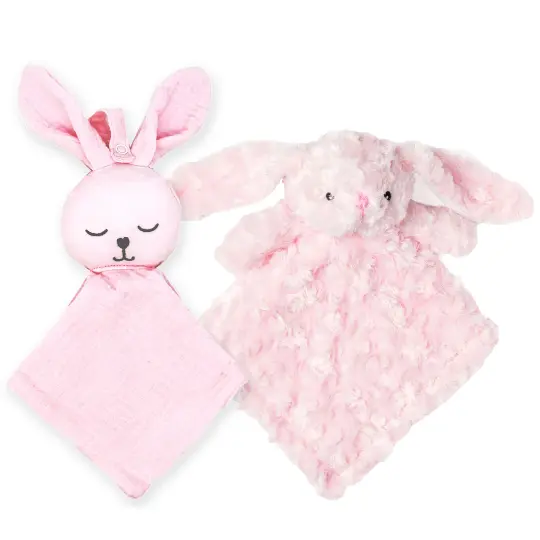 Baby Mode Baby Boys and Baby Girls Muslin Pacifier Keeper with Plush Nunu Gift Set, Pink