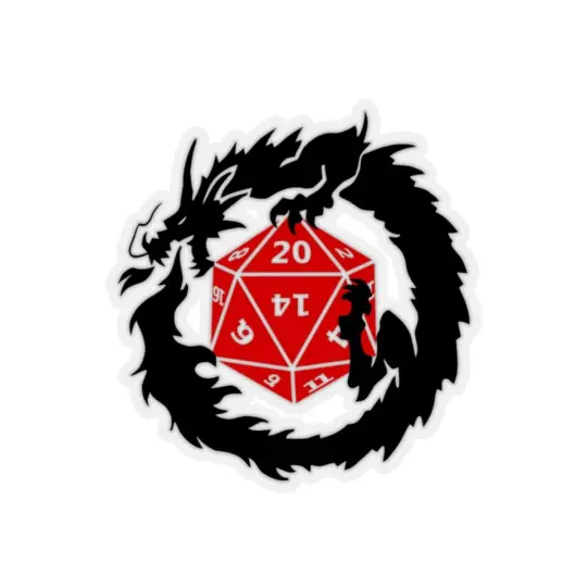 Clutches of Fate D20 Dragon Sticker – 3" Vinyl DnD Decal