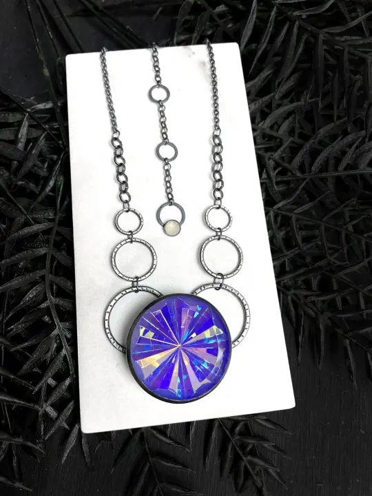 Antique Purple Glass Statement Necklace