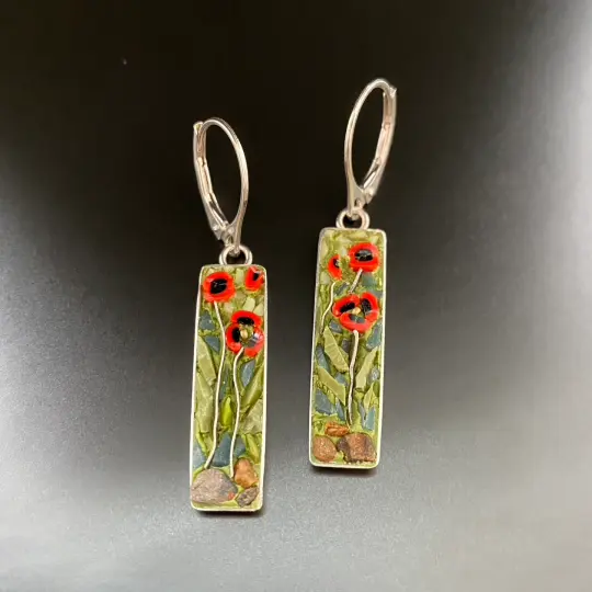 Poppy Earrings, rectangle