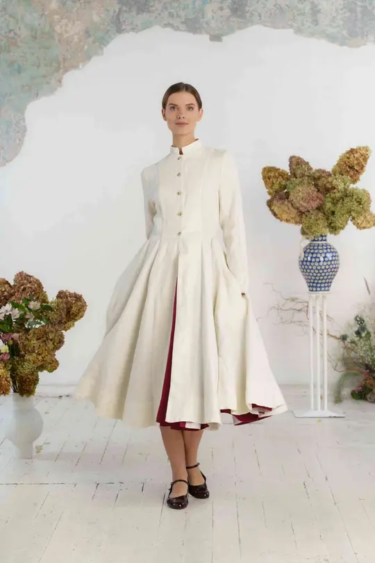 Victorian – Twill Linen Coat with Mandarin Collar