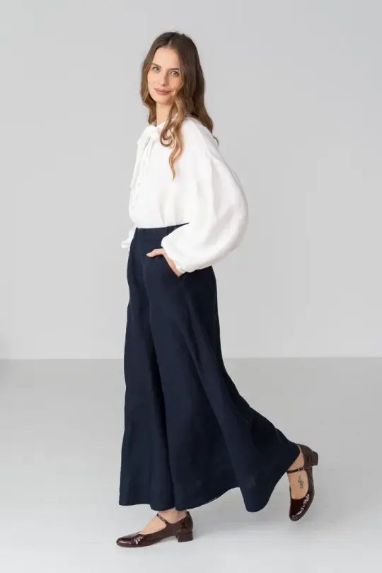 Catherine – Wide Leg Linen Maxi Trousers