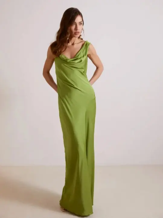 Green Resort Chiffon Prom Gown ,Minimalist Women's Maxi Summer Dress Party Dress RS2160