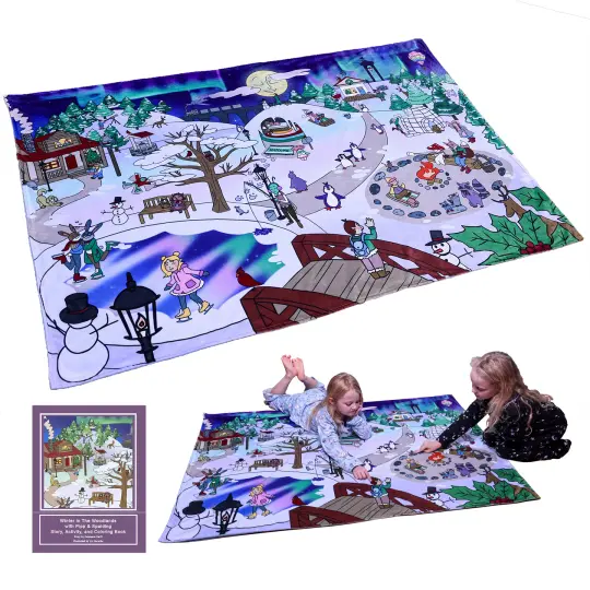 Pipp & Spalding Winter in The Woodlands Seek-and-Find Blanket & Story, Activity, and Coloring Book Bundle