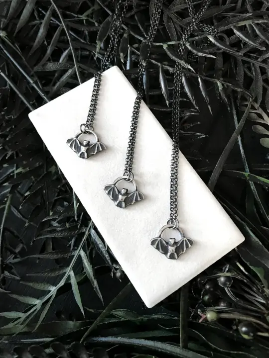 Dainty Silver Bat Necklace