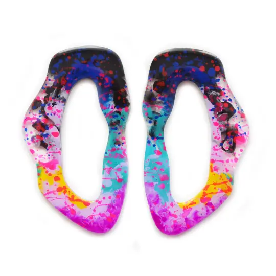 Large Colorful Purple Pink and Black Hoop Stud Laser Cut Earrings