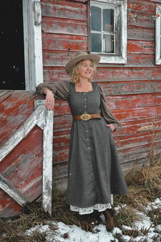 Wool Ashley Mae Dress in Fox Hunt- Large