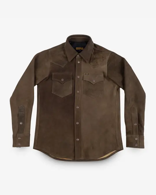 Deerskin Western Shirt 'The Big Buck' - Olive