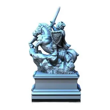 Kings Ride Statue 28mm 3D printed medieval fantasy town terrain, 3D render, three-quarter view