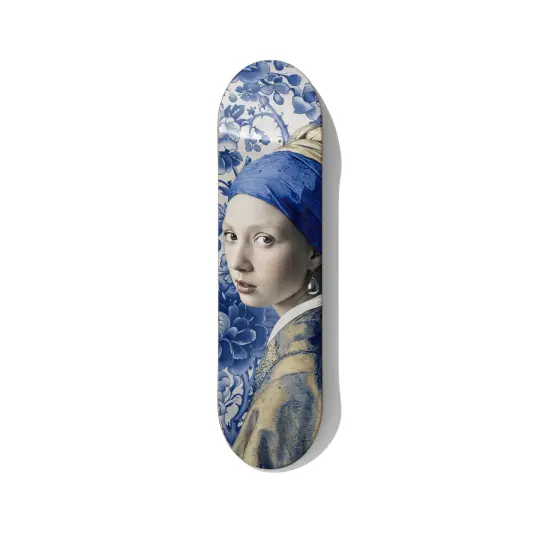 Pearl Earring Delft Blue Skateboard Wall Art