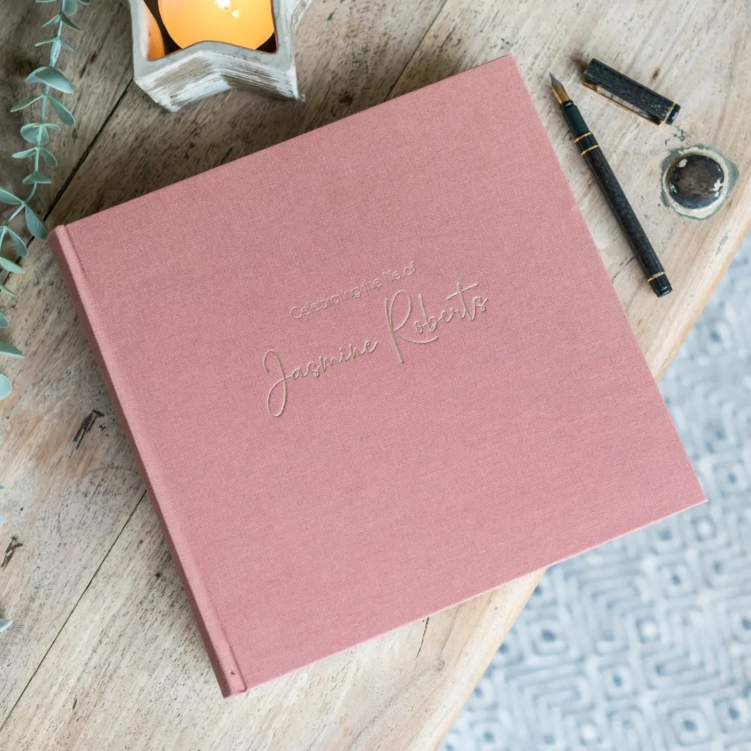 Personalised Linen Condolence Book, Ideal for a Celebration of Life or Memorial