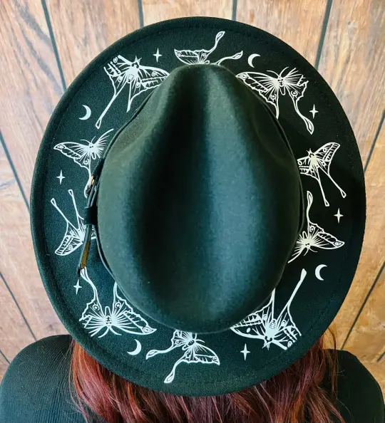 Lunar Moths Vegan Felt Wide Brim Hat