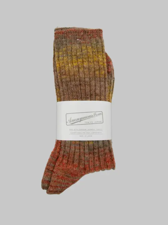 Anonymous Ism Splash Pattern Crew Socks Mustard