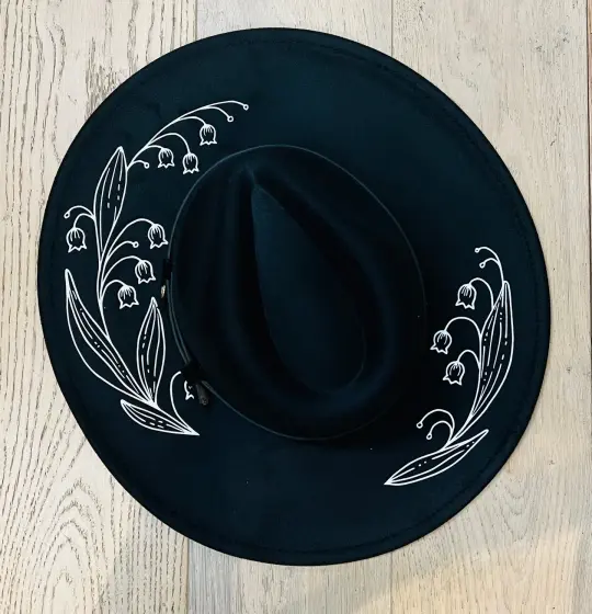 Large Lily of the Valley Vegan Felt XL Brim Gothic Hat