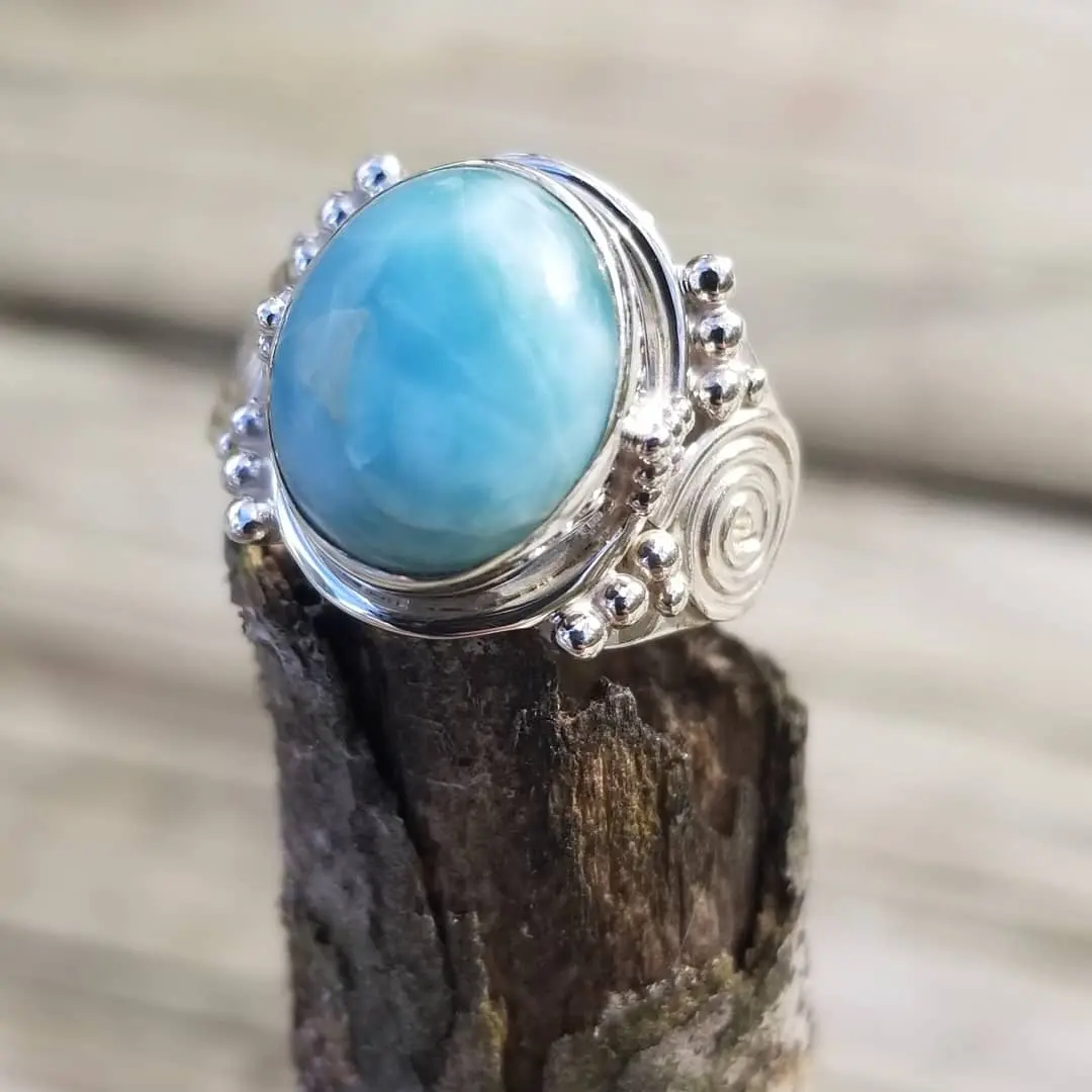 Healer - Larimar Ring in Sterling Silver