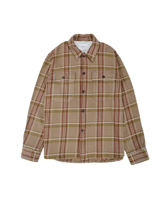 Norse Projects Hjalmer Heavy Twill Check Overshirt Walnut