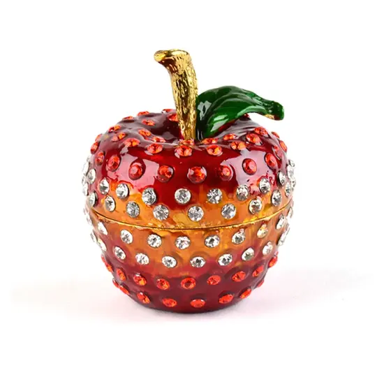 Teacher Gift Jeweled Apple Trinket Box