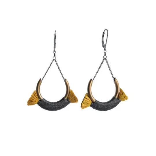Small Crest Earrings - Gold/Grey