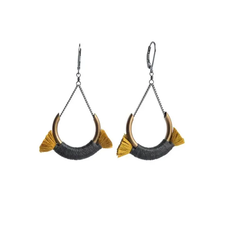 Small Crest Earrings - Gold/Grey
