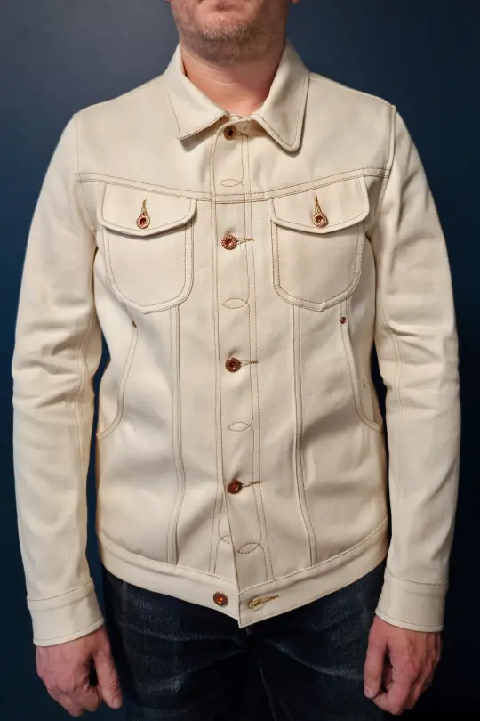 Scout Jacket - 13oz. Ecru Japanese Selvedge Denim Large